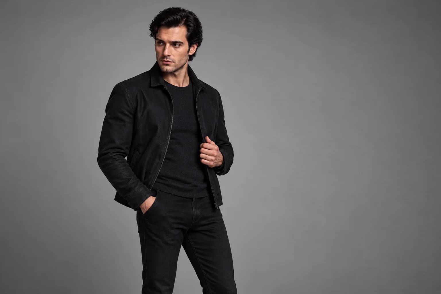 The man in everyday clothes before a vampire transformation